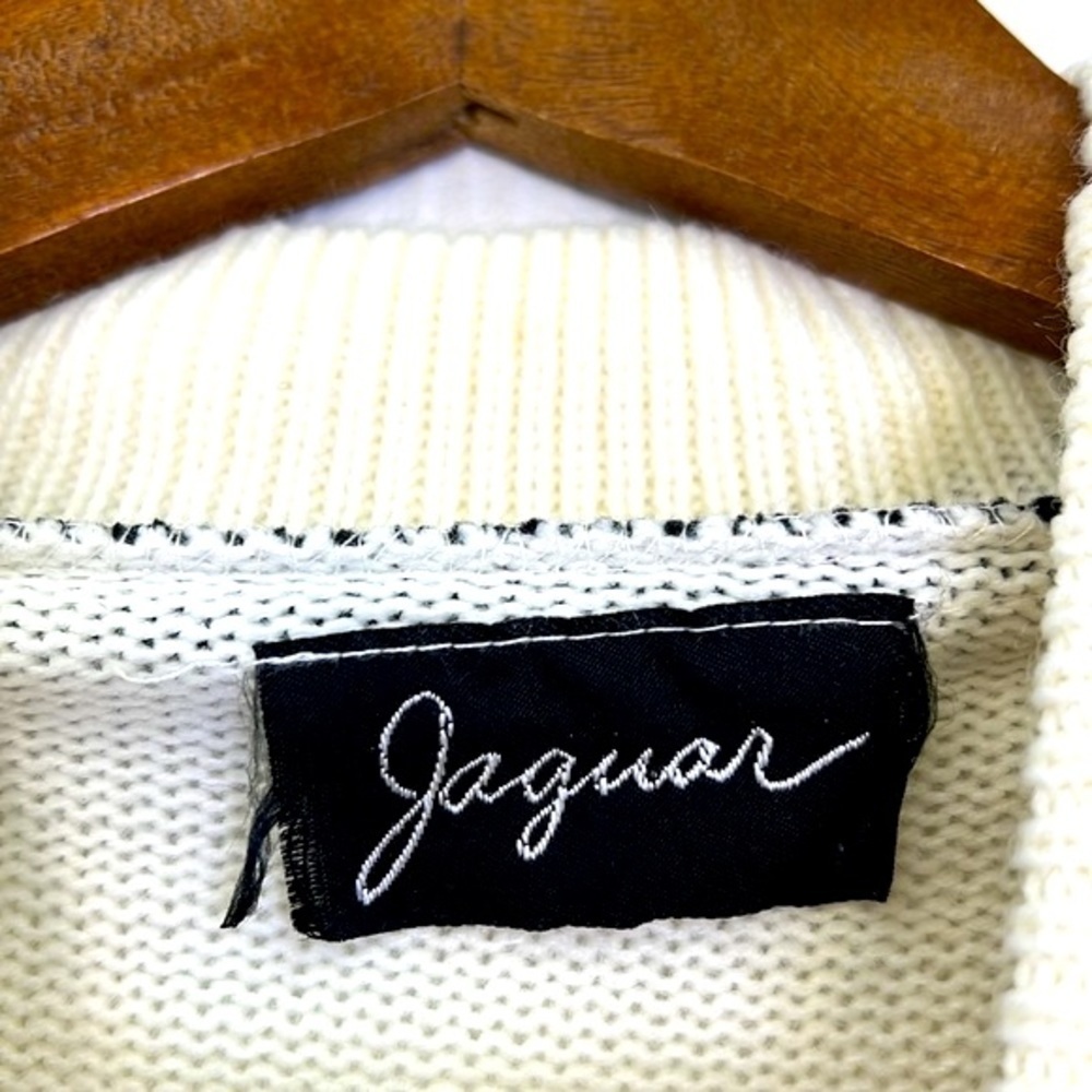 Jasper - Vintage High Neck Ivory And Black Pocket Sweater Size Large - Picture 10 of 14